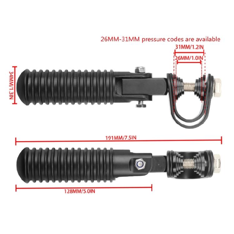 1 Pair Foot Pegs Motorcycle Aluminum Foot Pegs U Clamp Foldable Footpegs