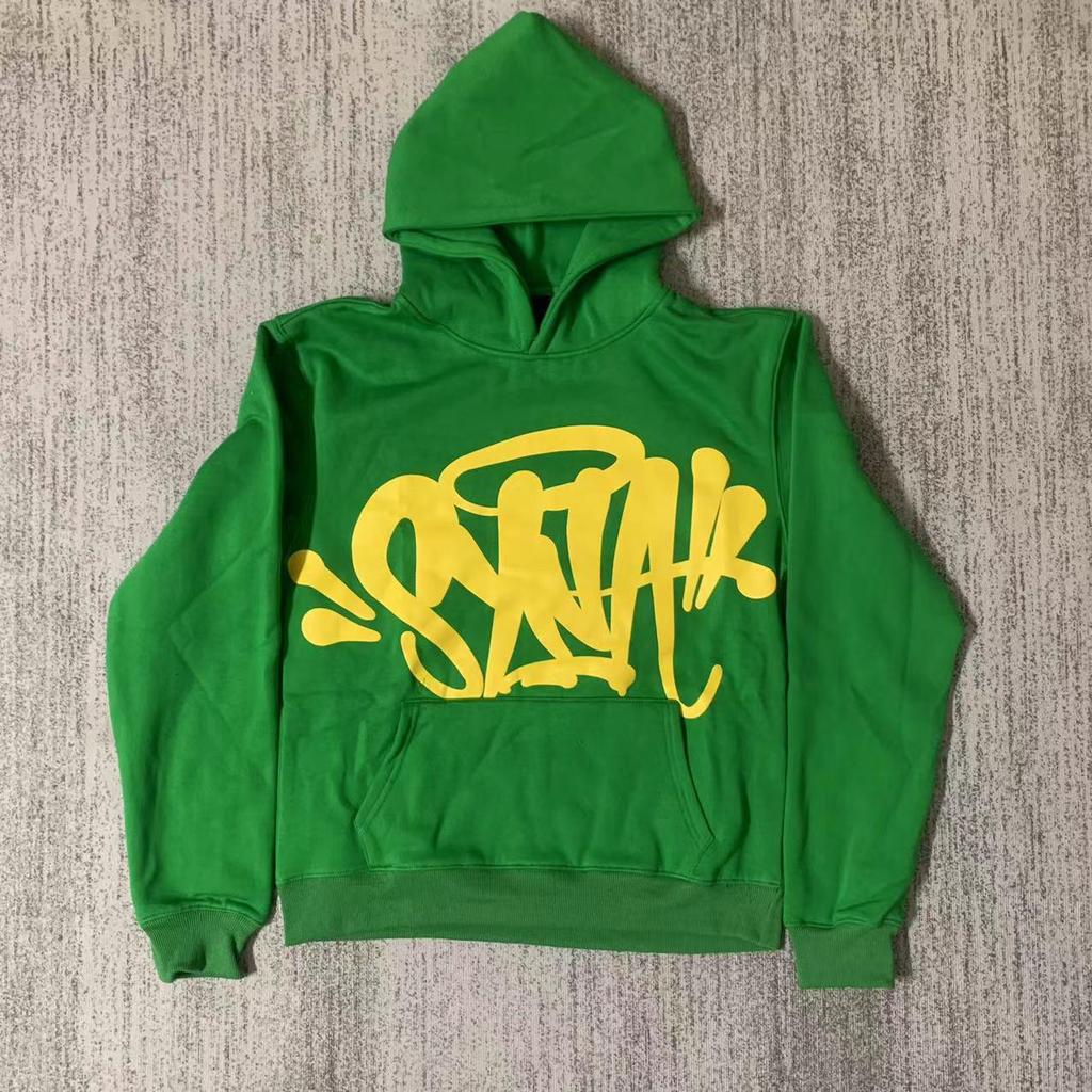 SYNAWORLD Wind Hip Hop Letter Print Fleece-Lined Hooded Sweatshirt - Casual Trendy Sportswear