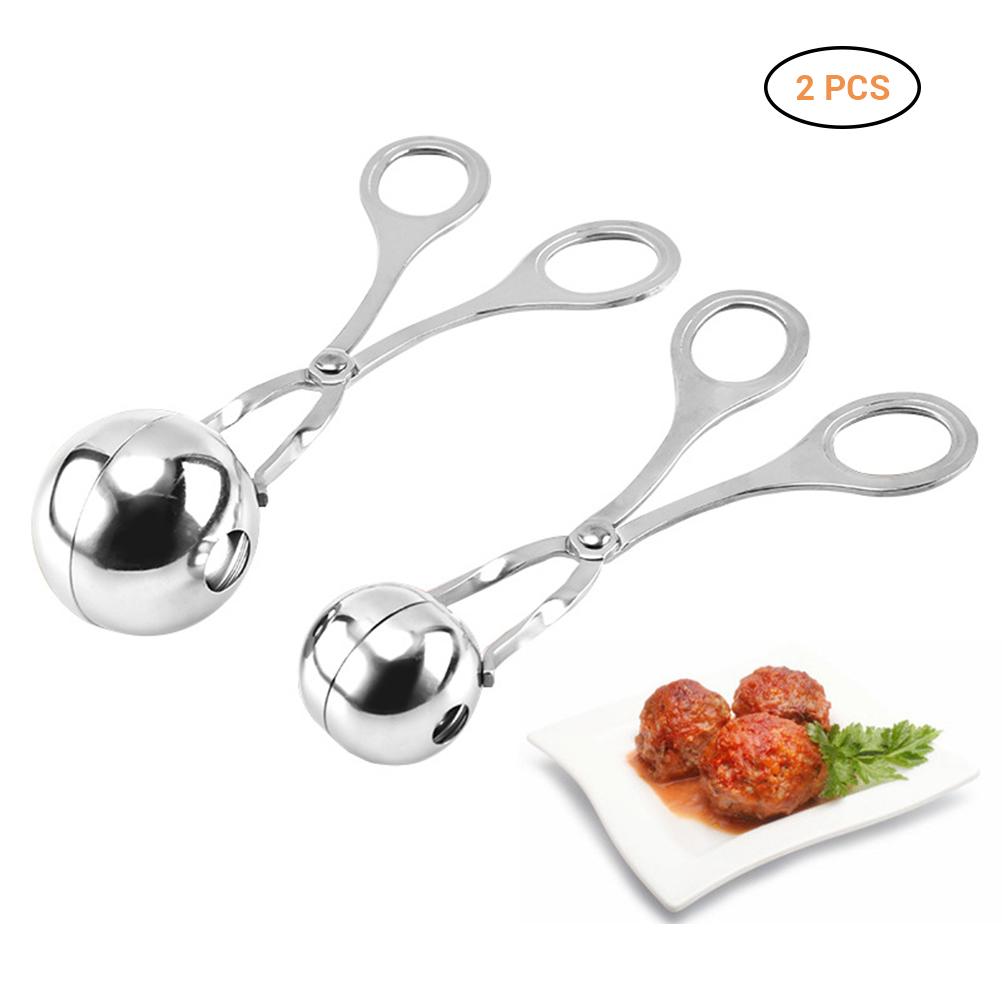2Pcs Stainless Steel Ball Makers Non Stick Meatball Scoops Ball Maker Tongs
