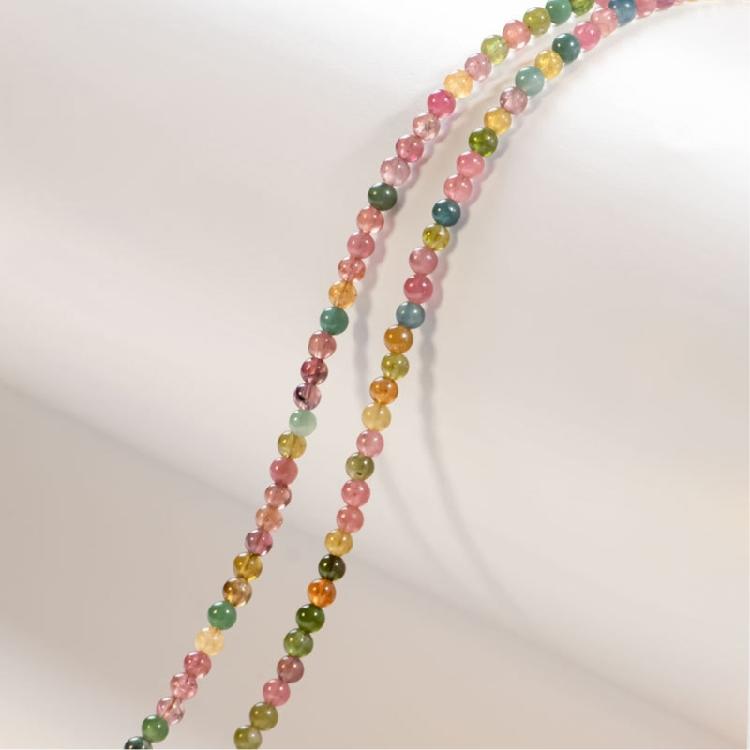Elegant and Stylish Natural Tourmaline Bracelet Copper Double Strand Beaded Wrist Chain Jewelry Piece for Women