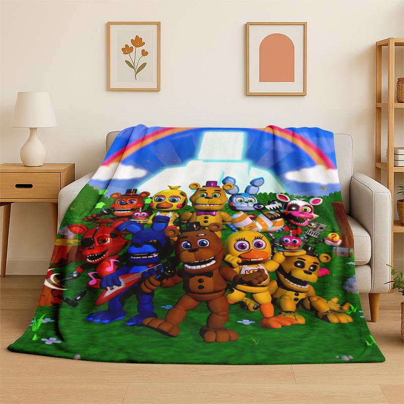 

Classic FFNAF Horror Game Freddy Flannel Blanket Soft Warm Throw Blanket for Bedroom Living Room Bed Travel Camping Picnic 75x100cm (30x40inch)