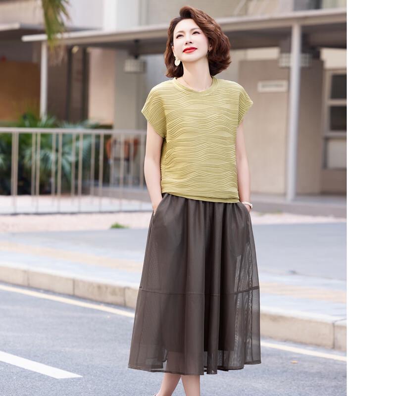 Women's Summer Short-Sleeve A-Line Dress Two-Piece Set