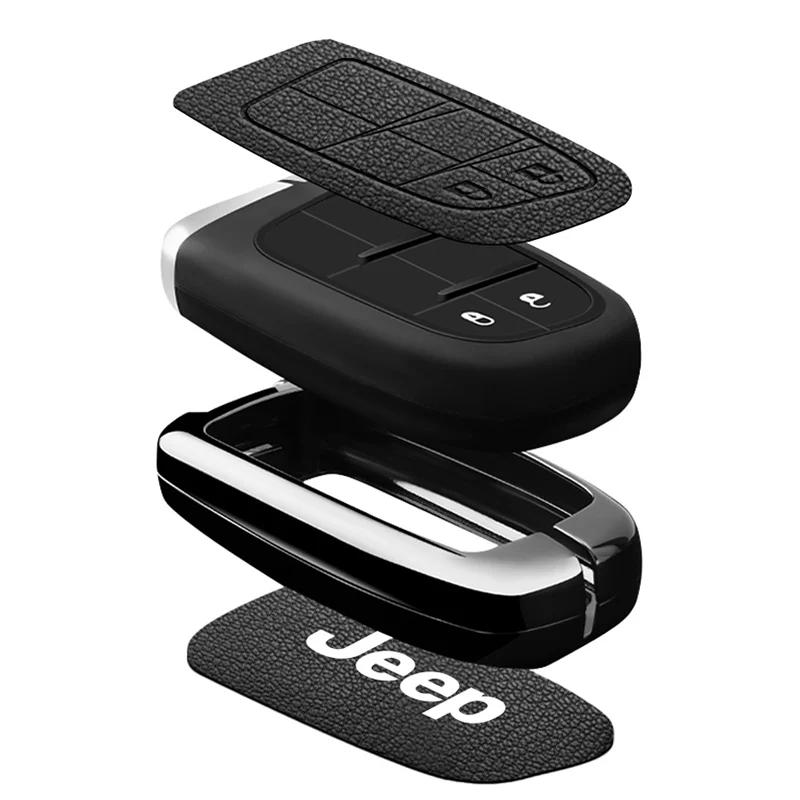 For Jeep High Quality Leather Car Key Case For Jeep Grand Cherokee WK2 KL Wrangler JK Commander Renegade Compass 2018 2022 Ac