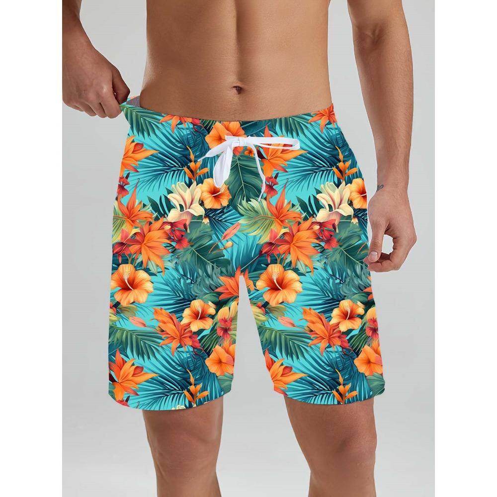 Hawaiian Men's Beach Shorts Tropical Plant Beach Patterns 3D Printed Men's Shorts 2025 New Swin Trunks Vacation Men's Clothing