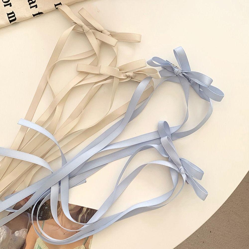 Balletcore Long Ribbon Hair Clip Cloth Y2k Hair Tie Lovely Bowknot Hair Tie  Female