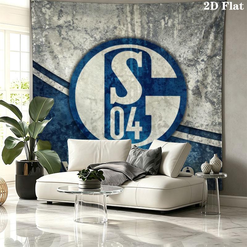 FC Schalke 04 Benutzerdefinierter Name Wandteppich Ästhetischer Wandbehang Bedruckte Stoffdecke Dekorative Wandteppiche für Schlafzimmer Wohnzimmer Heimdekoration