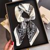 Ciemnozielony Szalik z Nadrukiem Rzeki Vintage Imitacja Jedwabiu Kwadratowy Szalik Bandana Oddychający Nakrycie Głowy Akcesoria do Włosów