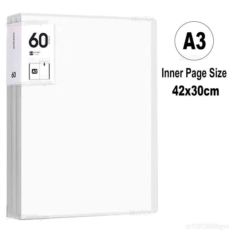 60 Pocket A4 A3 File Folder Picture Po Album Display Book Art Sketching Painting Drawing Paper Document Storage Bag Organizer