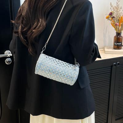 Fashion Trend Chain Cylinder Bag Women's New Summer High-end Sense Versatile Rivet Shoulder Messenger Bag