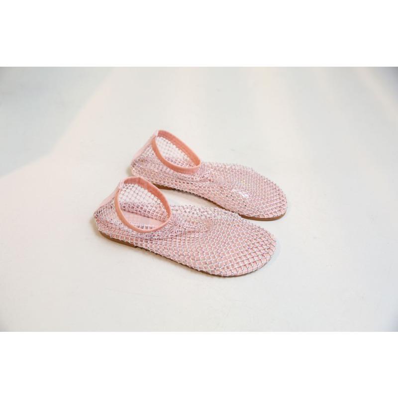 

Round head beach sandals women wear hollowed rhinestone one pedal breathable mesh sandals women low-top cool boots women 40 розовый