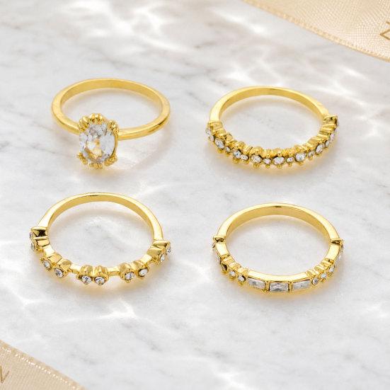 4 Pcs Stackable Rings for Women, Sparkly Cubic Zirconia Rings, Minimalist Statement Wedding Engagement Promise Rings