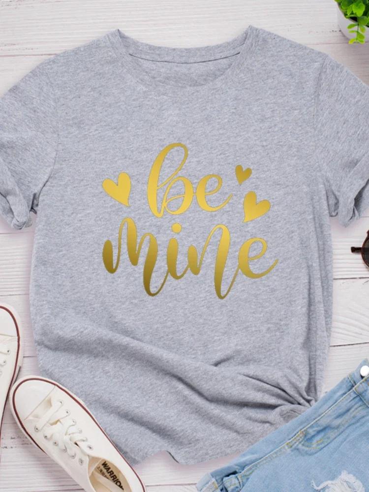 

Будь моим Золотой принт Буквы Женская футболка Короткий рукав Круглый вырез Свободная Женская футболка Дамская футболка Топы Одежда Camisetas Mujer XXXL светло-серый