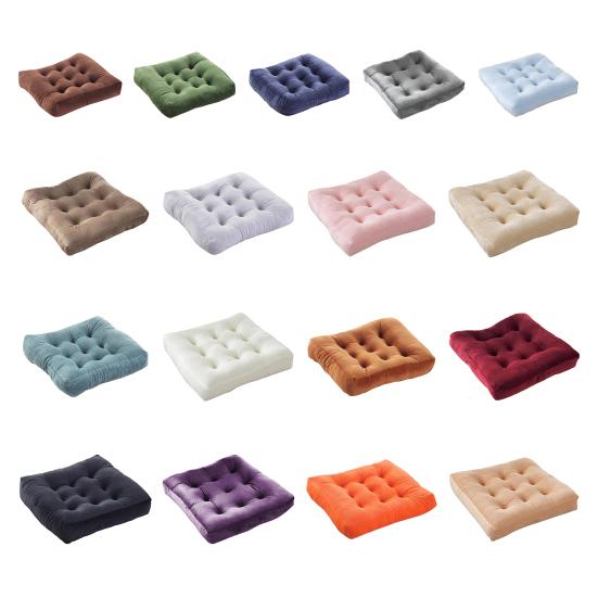 Square Seat Cushion 16x16 Inches Solid Color Stuffed Chair Pad Velvet Thick Seat Cushion for Dining Chair Floor Home Office