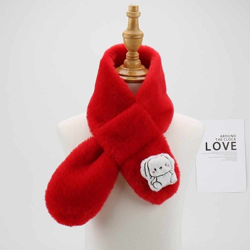 Cartoon Cross Neck Scarf Plush Shawl Scarves Cute Children Winter Scarf