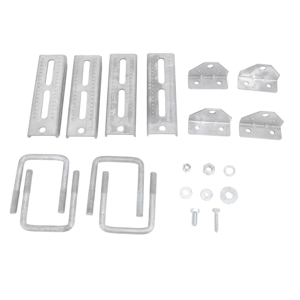 4 Sets 8 Inch Galvanized Swivel Top Bunk Bracket Kit with Hardware for 3inx3in Boat Trailer Crossmember Square U Bolts