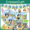 Bluey Kids Theme Birthday Party Supplies Decor Plate Tablecloth Balloon Banner