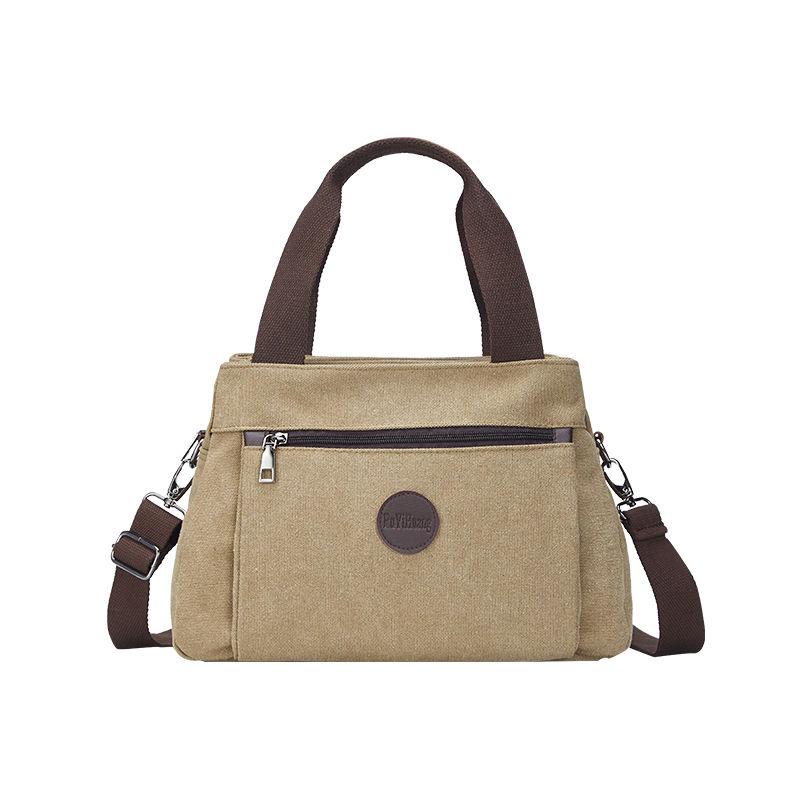 Canvas Bag Women's Versatile Casual Messenger Bag Multifunctional Single Shoulder Bag Large Capacity Handbag