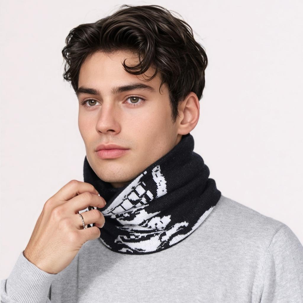 Men Women Cashmere Thickened Winter Neckerchief Halloween Party Skull Face Towel Windproof Neck Gaiter Cover Fashion Warm Scarf