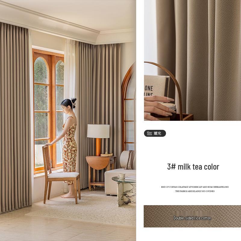 Modern Full Blackout Matcha Green Cotton Linen Curtains for Bedroom, Balcony, and Living Room