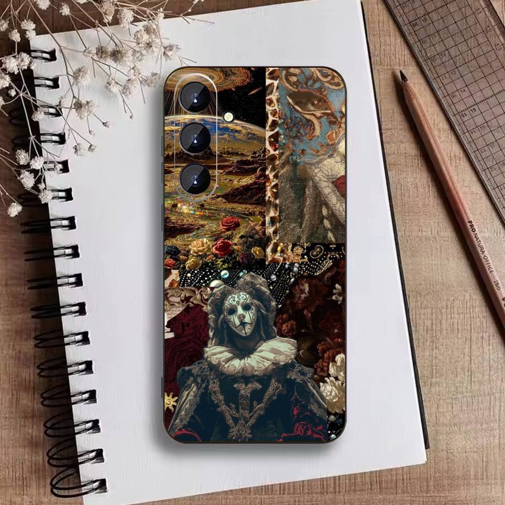 Dark Ornate Collage Art Phone Case For Samsung Galaxy A73,A21s,A22,A31,A52,A53,A71,A41Soft Black Shell