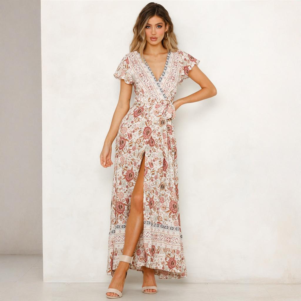 Fashionable Women's Leisure  Vacation Printed Dress Sexy Long Skirt For Women