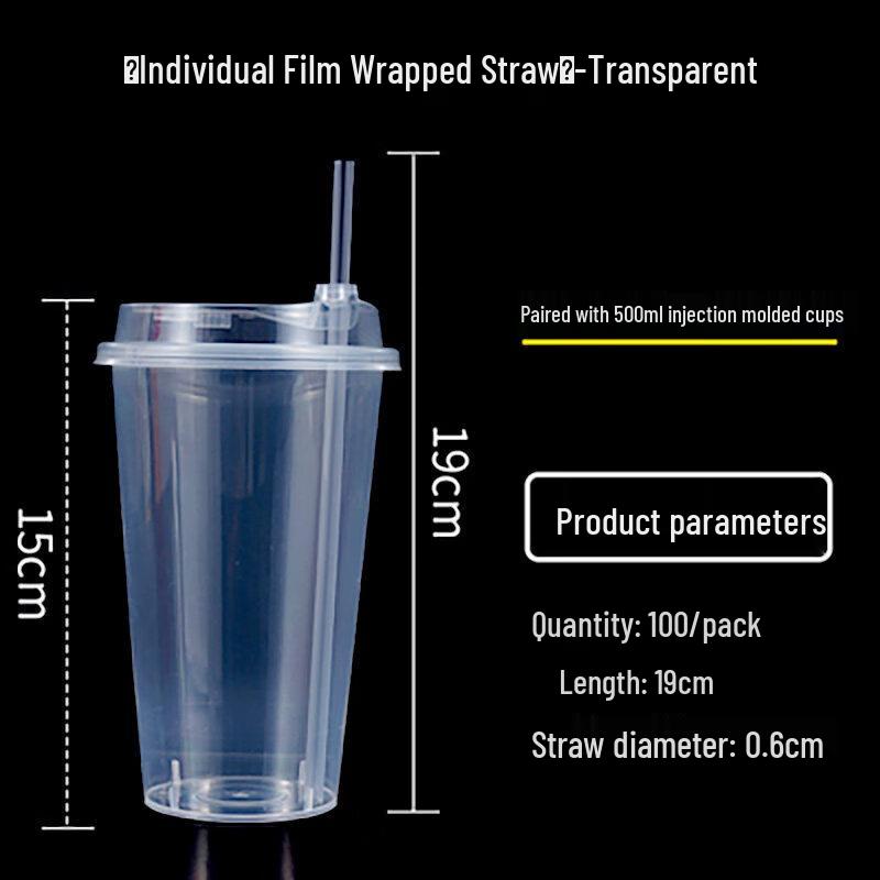 

ZISIZ Individually Wrapped Disposable Plastic Straws