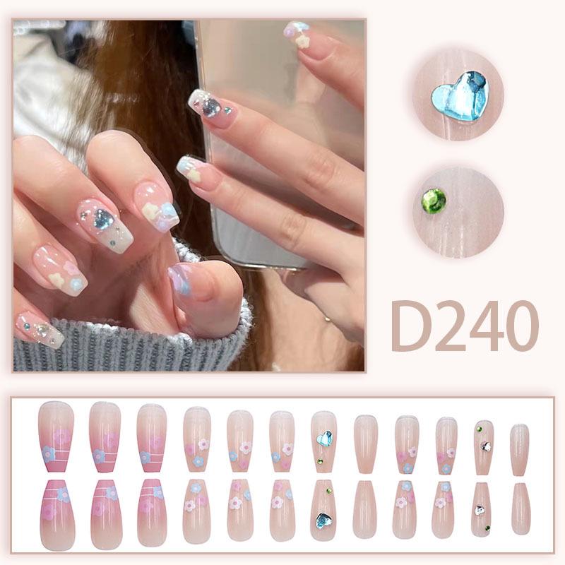 Elegant Floral Sparkle Diamond Press-On Nails