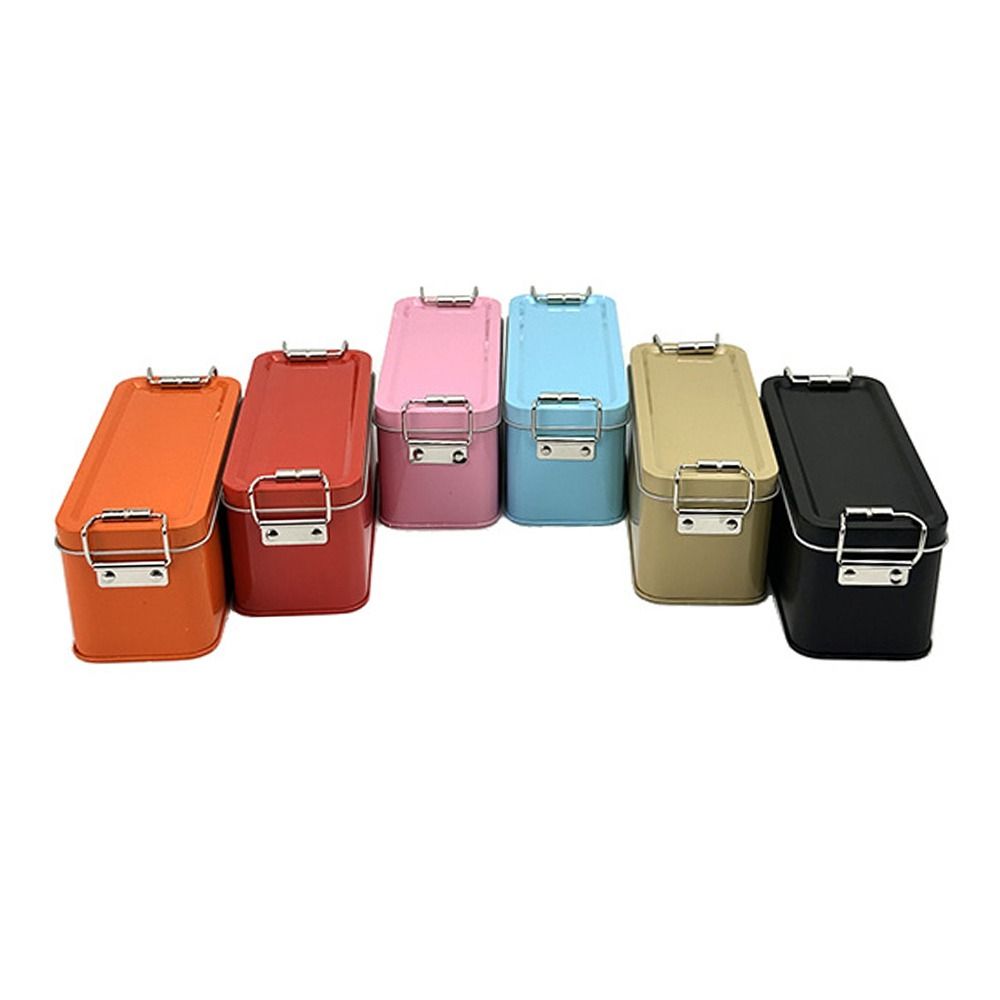 New With Lid Tinplate Box Durable Material With Buckle Rectangular Iron Box Rectangular Shape High Quality Iron Box Food Storage