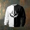 Men's Casual Sweatshirt Long Sleeve Neck Halloween Print Pullover for Holiday Party and Everyday Wear