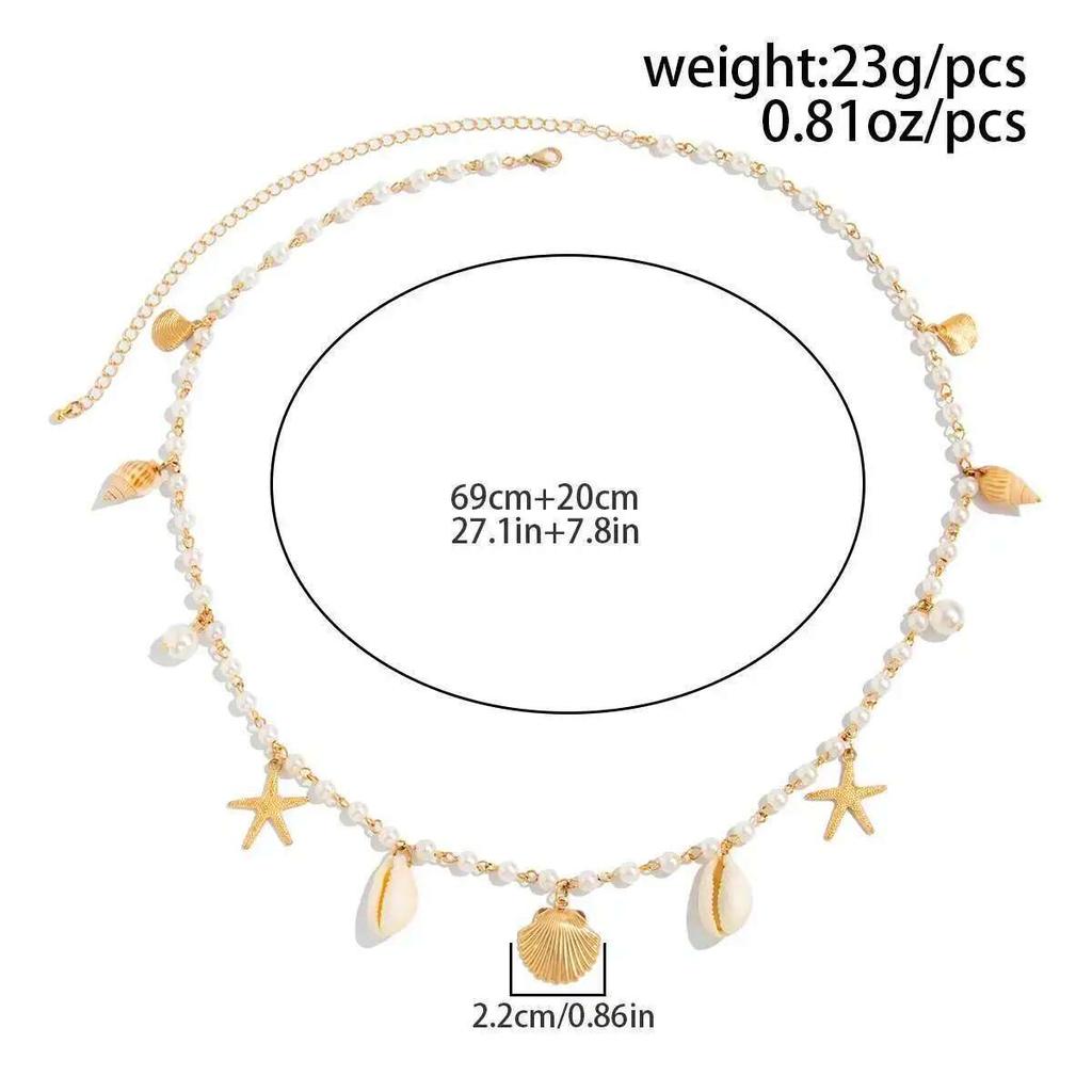 Ingemark Bohemian Imitation Pearl Starfish Conch Pendant Waist Chain for Women Summer Beach Sexy Bikini Body Chain Charm Jewelry