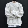 Henry Collar Embroidered Sweatshirt: Super Cool & Stylish, Perfect for Spring & Autumn, High-End Vibe, Long Sleeve Streetwear.
