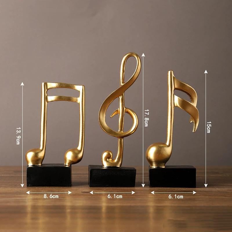 Music Note Figurine Modern Music Decor Gold Music Note Sculpture Resin Figurine Modern Musical Symbol Decoration Piano Room