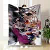 A Group of Characters In Dynamic Poses Wielding Swords and Bright Outfits. for All Seasons Blanket Lunch Break Throw Gift