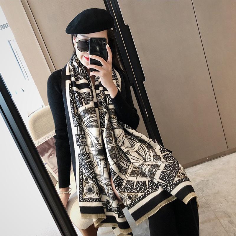 Winter Women's Scarf Luxury Design Double Sided Cashmere Feel Scarf Warm Scarf Shawl