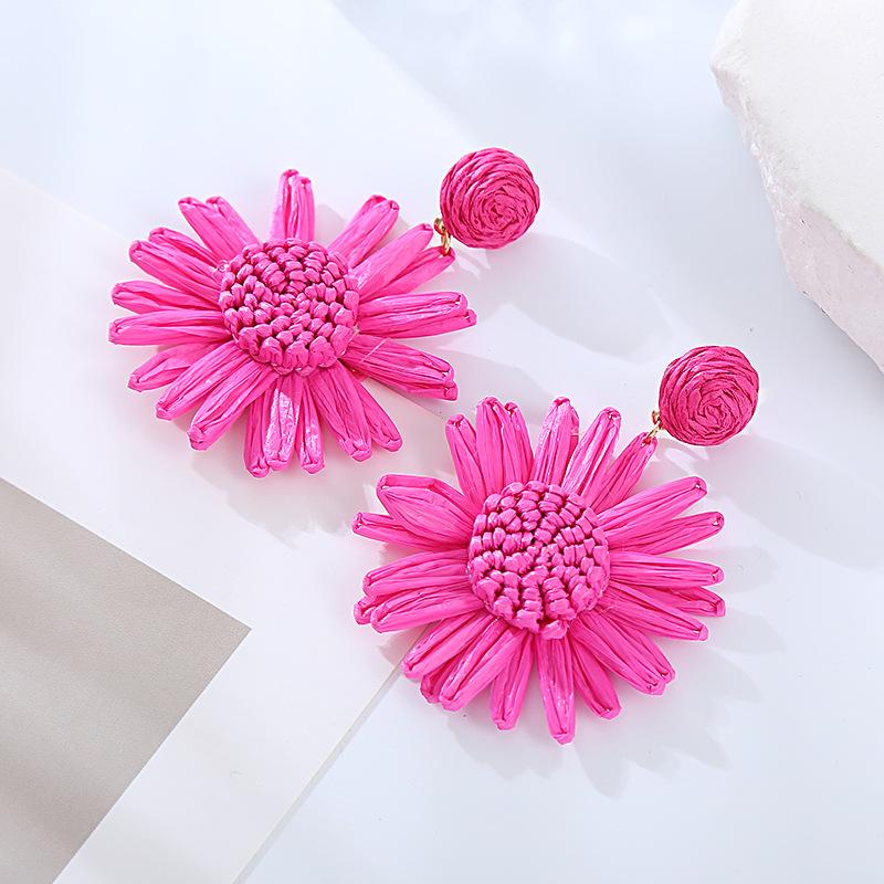 Fashionable Earrings Woven Chrysanthemum Earrings Feminine Temperament Fresh Personality Sunflower Earrings
