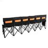 Portable Folding Bench, 6 Seat Soccer Bench with Multiple Storage Pockets & Carrying Bag, Lightweight Sideline Seating with Back Rest for Football,
