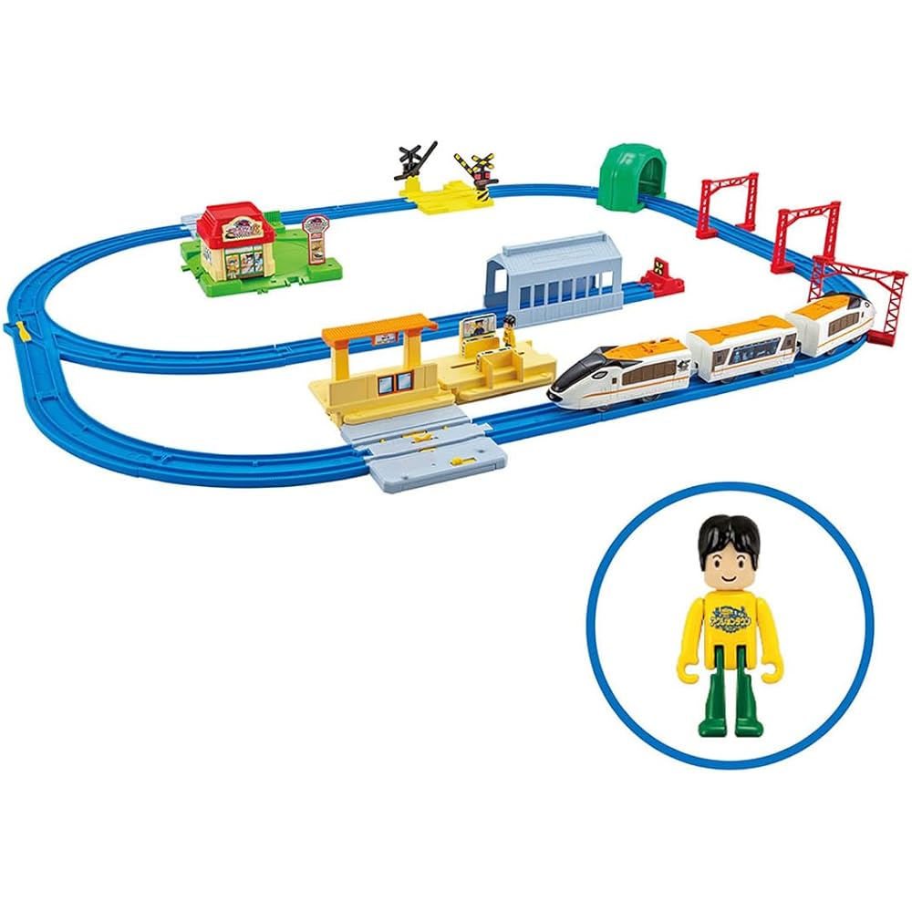 Takara Tomy Plarail Action Town Set with Train and Tomica Vehicles for Ages 3 and Up Toy