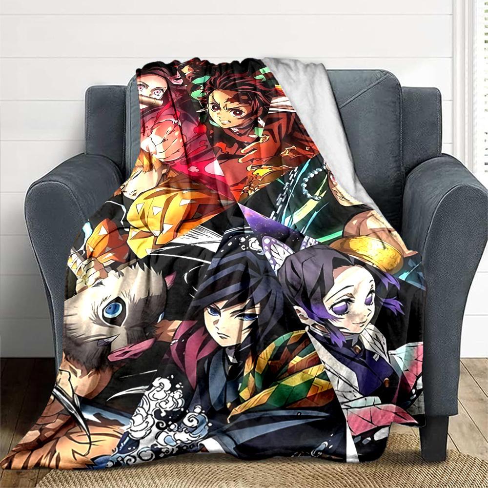 1pc Demon Slayer Blanket Lightweight Flannel Blanket Throw Blanket For Sofa, Bed, Travel, Camping, Livingroom, Office, Couch