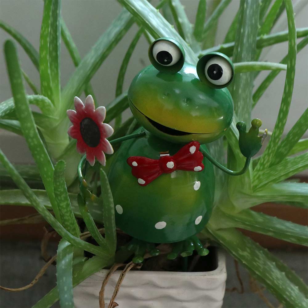 Creative 3D Frog Figurine Metal Animal Miniatures Sculpture Garden Decor Frog Statue  Garden