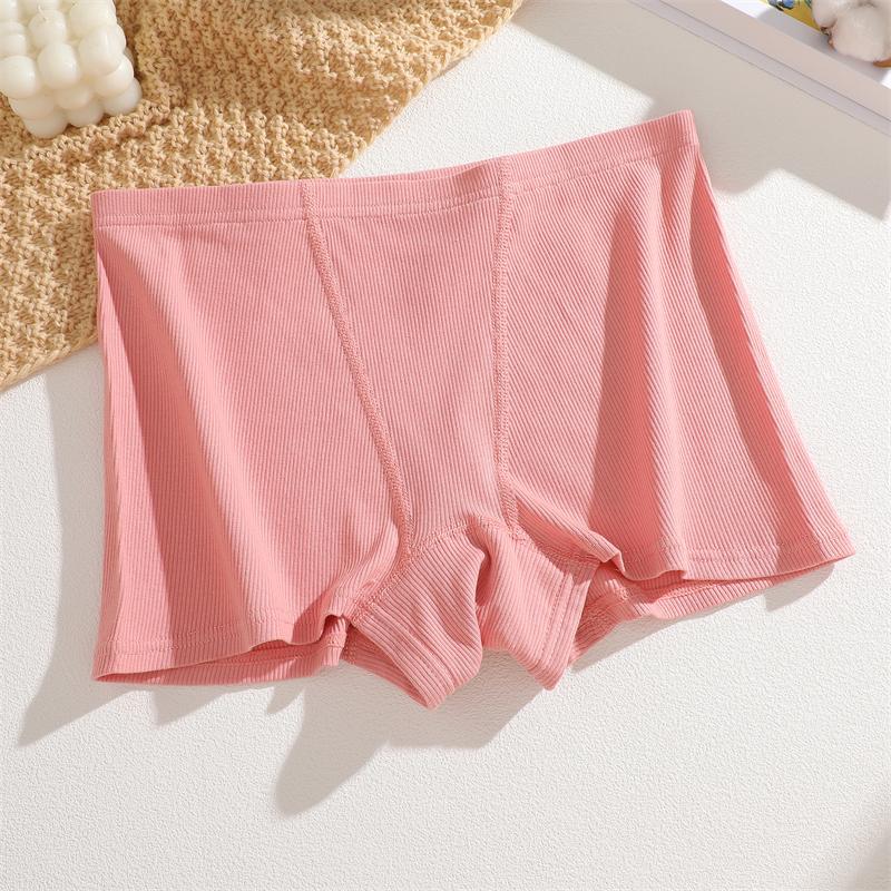 S-XXL Cotton Boyshorts Underwear for Women Stretchy Breathable Panties Sexy Striped Low Waist Shorts Ladies Solid Color Lingerie