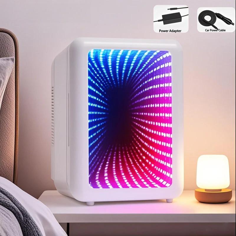 Frigider Mic de Frumusețe 4 Litri/6 Doze Lumină LED Dimmabilă Frigider AC/DC Utilizare Mașină Acasă Mini Congelator Portabil