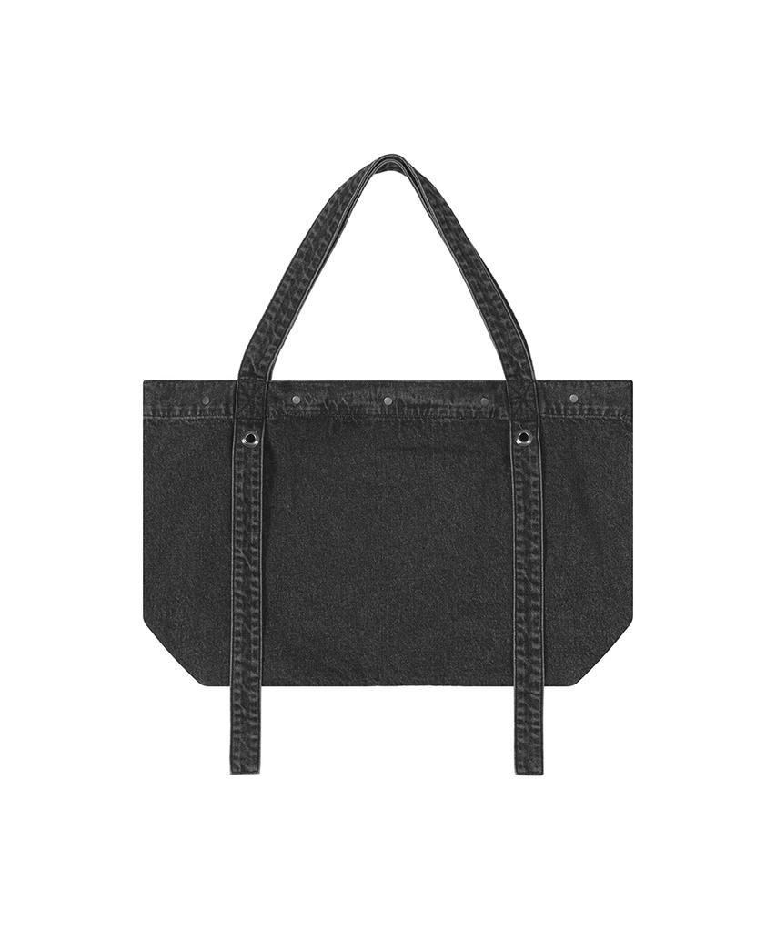 Treemingbird Washed Denim Logo Tote Bag [ Black ]