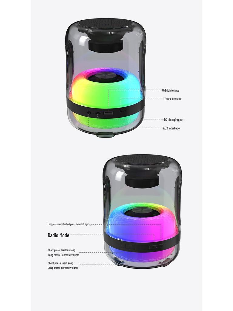 RGB Bluetooth-Lautsprecher YD-18: Bunter Desktop- & Autolautsprecher mit Spielatmosphärenlicht und tiefem Bass