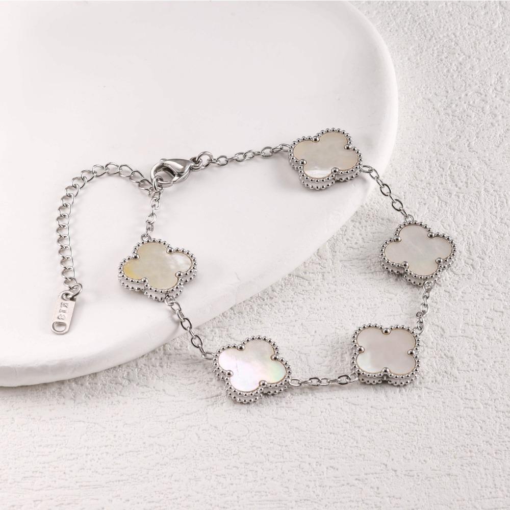 Pulsera de Trébol de Cuatro Hojas de 15 mm para Mujer Doble Cara Lujosa y Sofisticada Pulsera de Moda