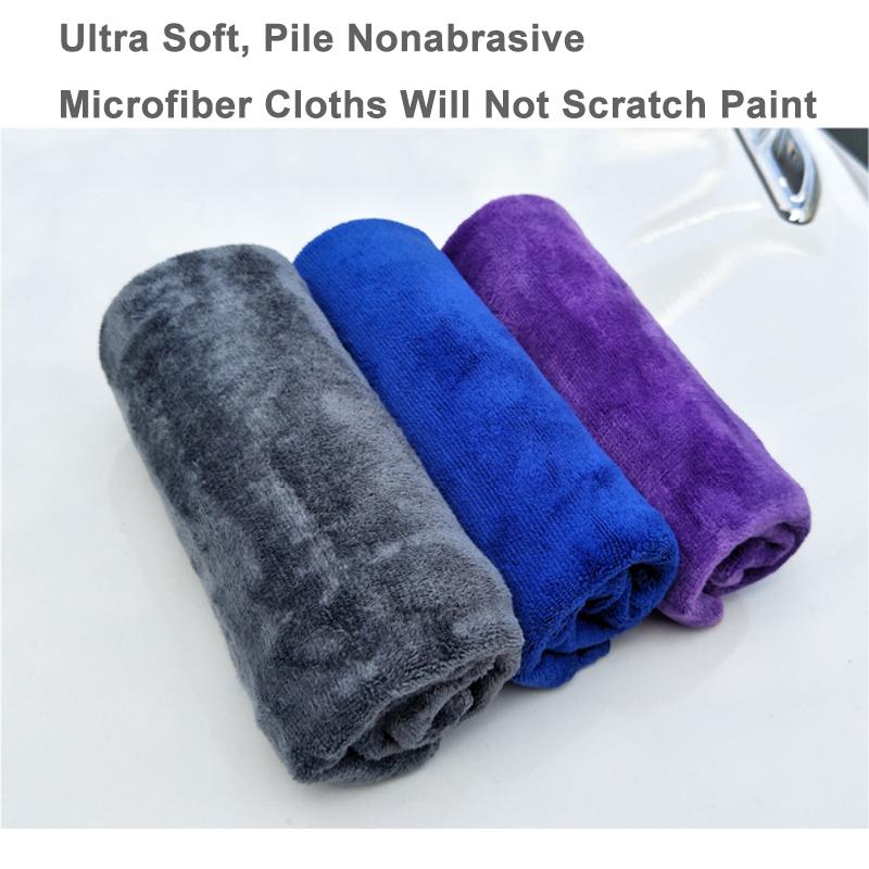 30x70 CM Autowasch-Mikrofasertuch Autoreinigungs-Trockentuch Säumen Autopflegetuch Detaillierung Autowäsche Blau Lila/Grau