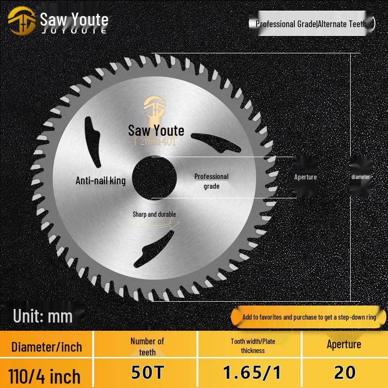 Woodworking Circular Saw Blade for 4, 10, or 12 Inch Cutting; Fits 125 Angle Grinder & 140 Lithium Battery Saw - Cuts Aluminum Sheets