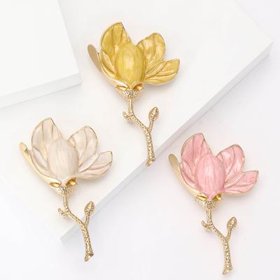 Alloy Enamel Magnolia Brooch Small Fresh And Versatile Women'S Suit Shirt Corsage Jewelry Pin