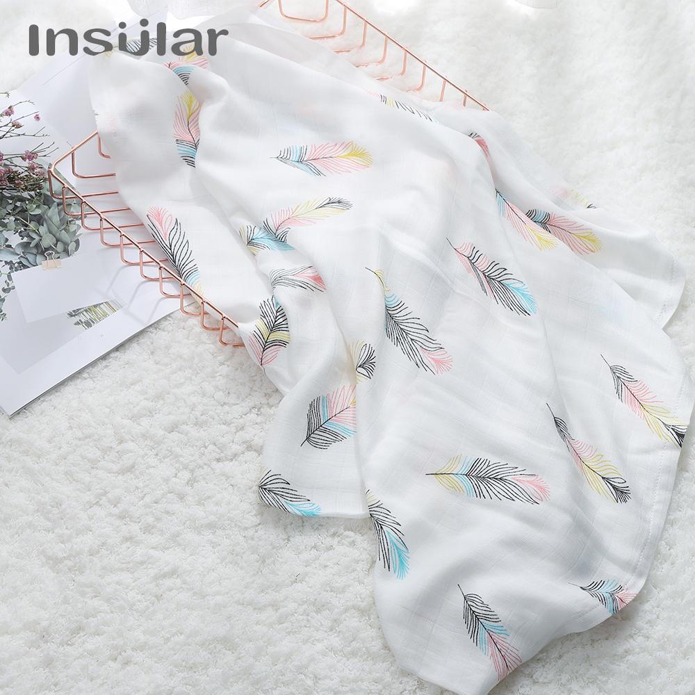 Insular Muslin Swaddle Blanket Bamboo   & Cotton Baby Blankets Soft & Breathable Portable Nursery Blankets for Infants Toddlers Kids Home or Trave