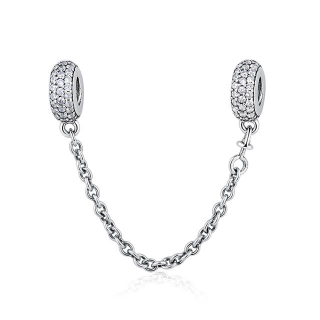 Nový 925 Sterling Silver Sparkling Pav éCrown O Tree Bezpečnostní řetízek Přívěsek Korálky Temperament Náramek Ženy Šperky Dárek