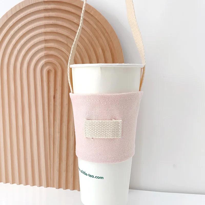 Beverage Cup Tote Bag Mug Sleeve Wrap Colorful Canvas Easy-take Cup Set Beverage Cup Bag Durable Handmade Canvas Cup Bag Home